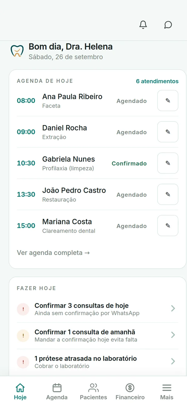 A mesma tela no celular